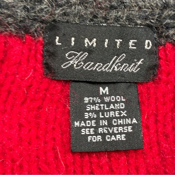 Limited Sweater Womens Medium Shetland Wool Vest Nordic Skiing Hand Knit V Neck - Picture 5 of 5